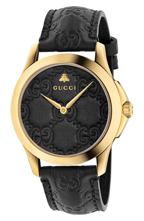 gucci 101.2|gucci watch black leather strap.